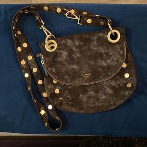 Hammitt Los Angeles brown suede purse with gold hardware